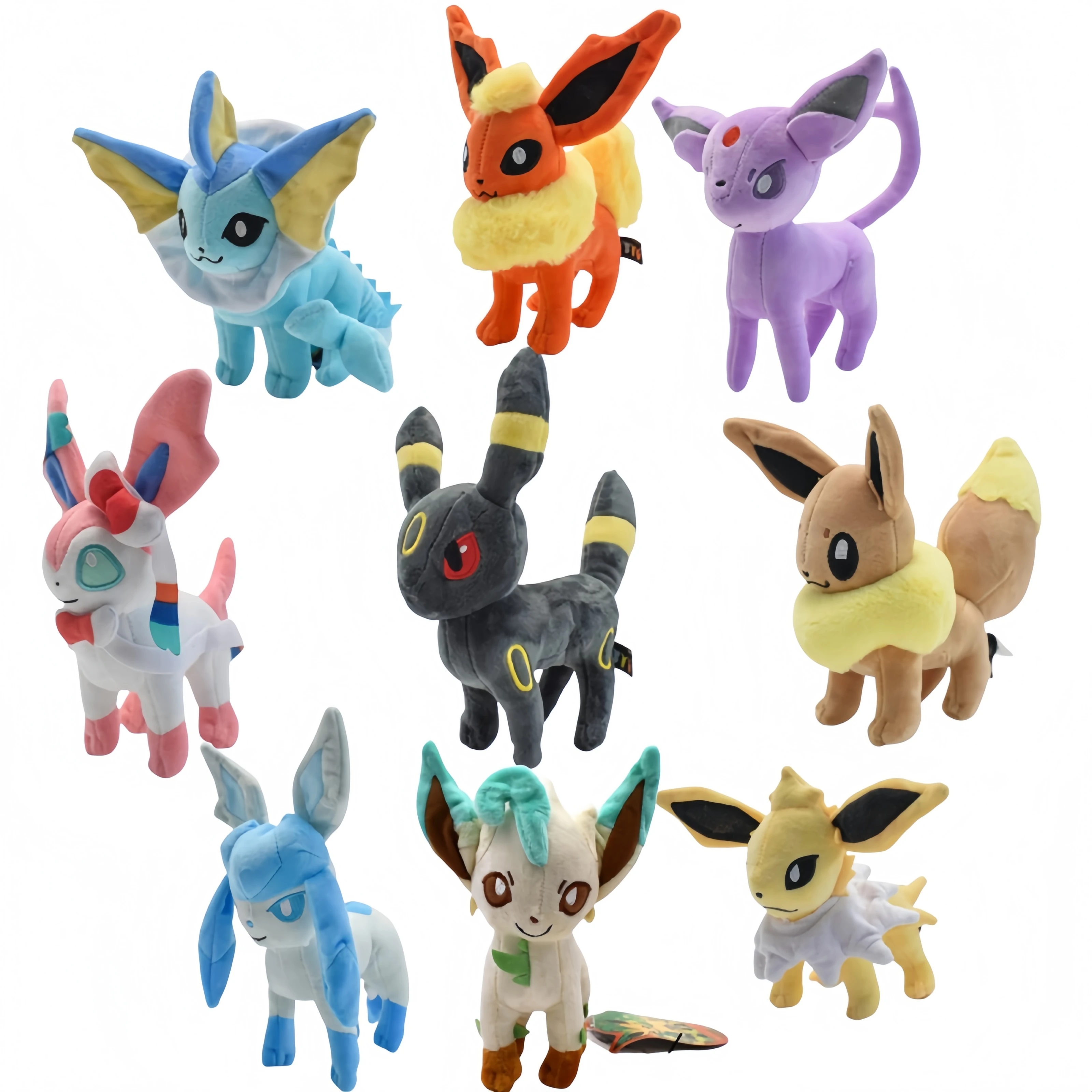 포켓몬 Eevee 가족 봉제 인형 Sylveon Leafeon Flareon Jolteon Vaporeon ELchu 박제 동물 부드러운 인형 어린이 아기 선물