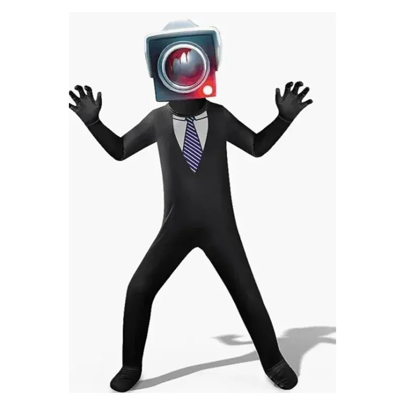 2025 yiyi Costume Camera Tv Speaker Man Bodysuit Jumpsuit Mask for Women Men Skibidi Toilet Cosplay f