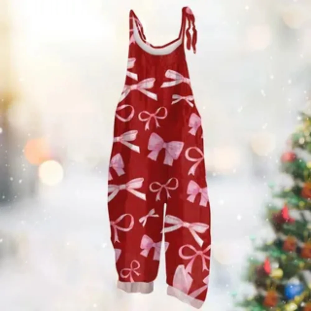 Macacão feminino verão 2025, estampa de arco 3D elegante, fofo, confortável e simples, alças ajustáveis