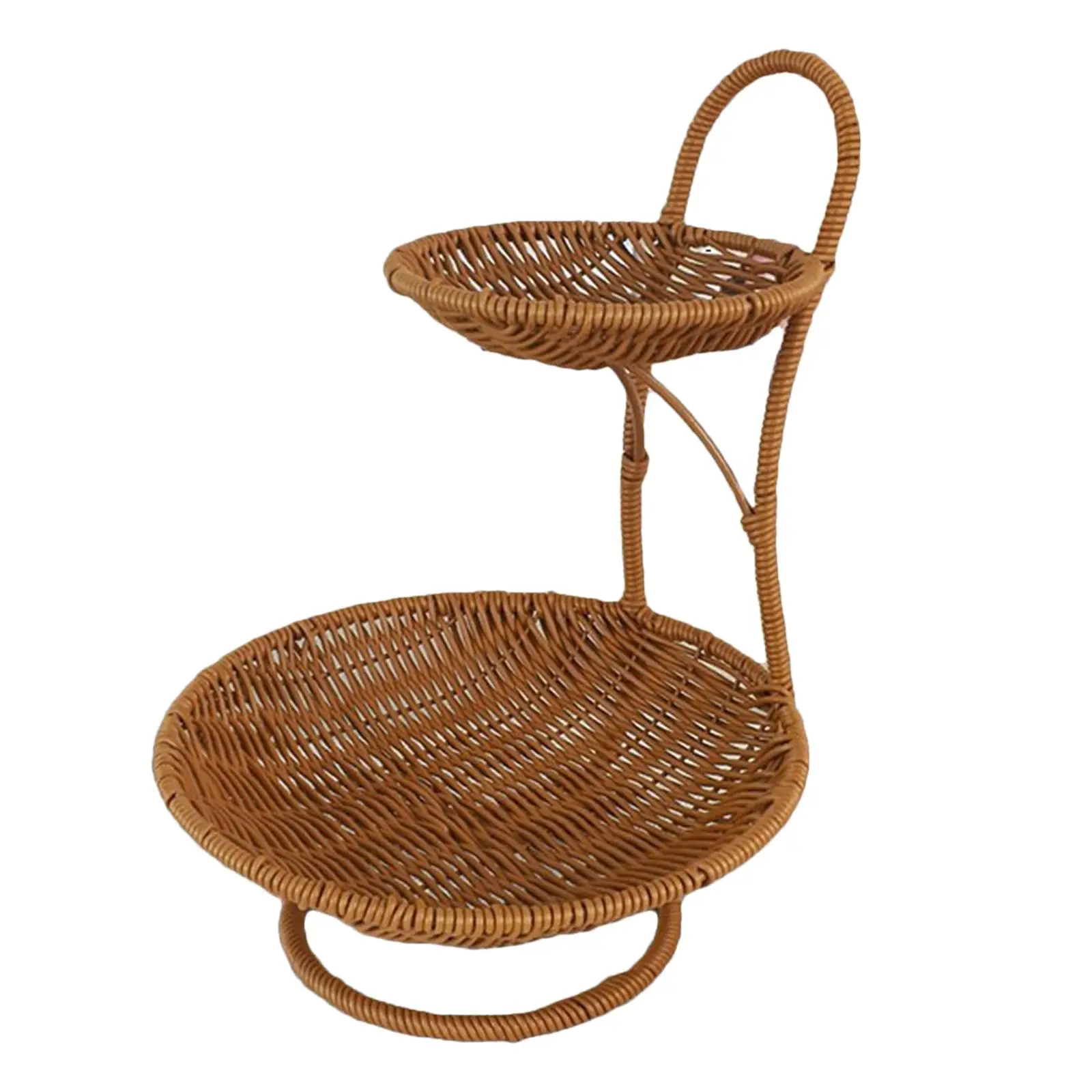 Imitation Rattan Fruit Basket Bowl PP Countertop Fruit Holder Container for Kitchen Storage Organizer