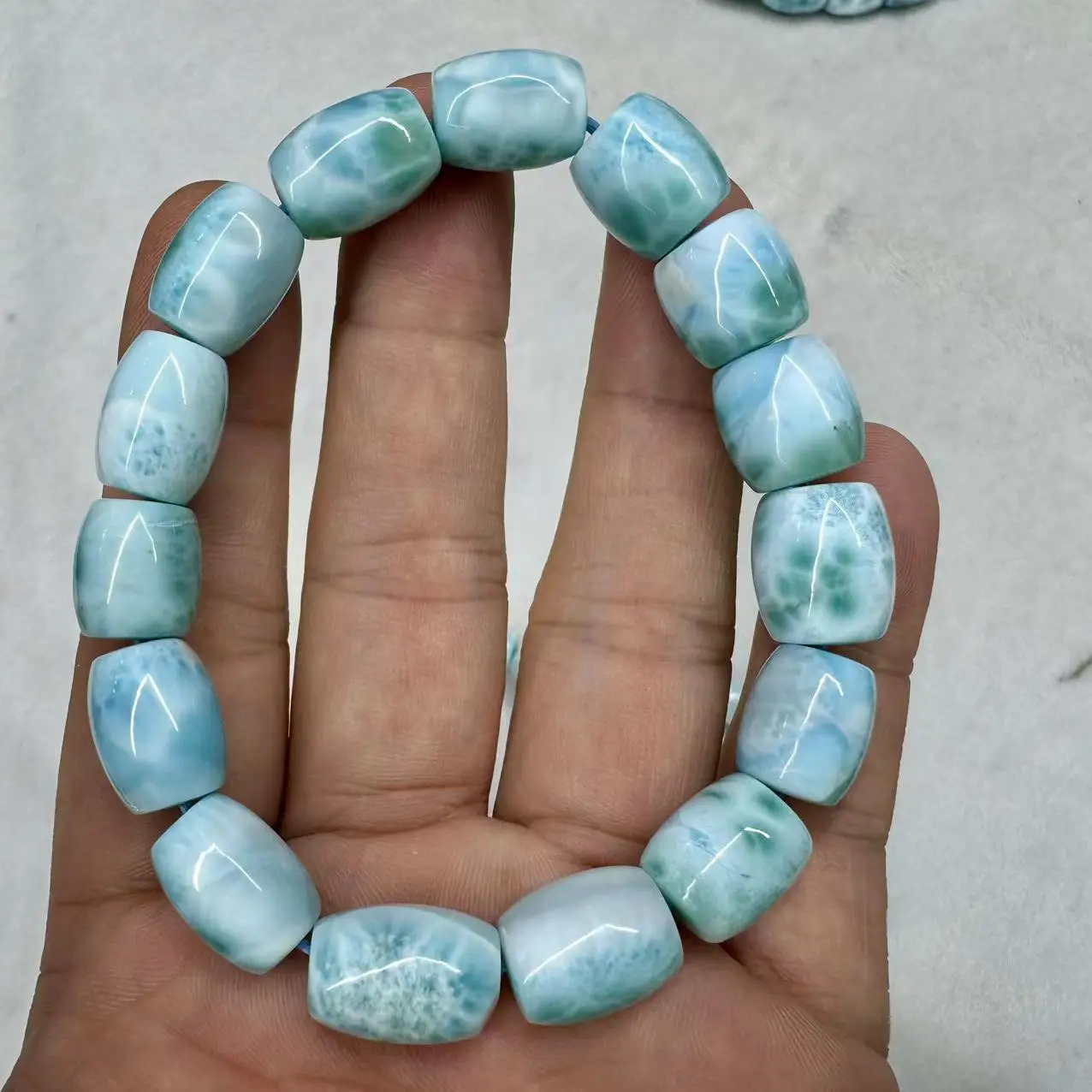 

Dominica Larimar/Copper Pectolite Stone Beads Bracelet Natural Gemstone Jewelry For Women For Men For Gift Wholesale !