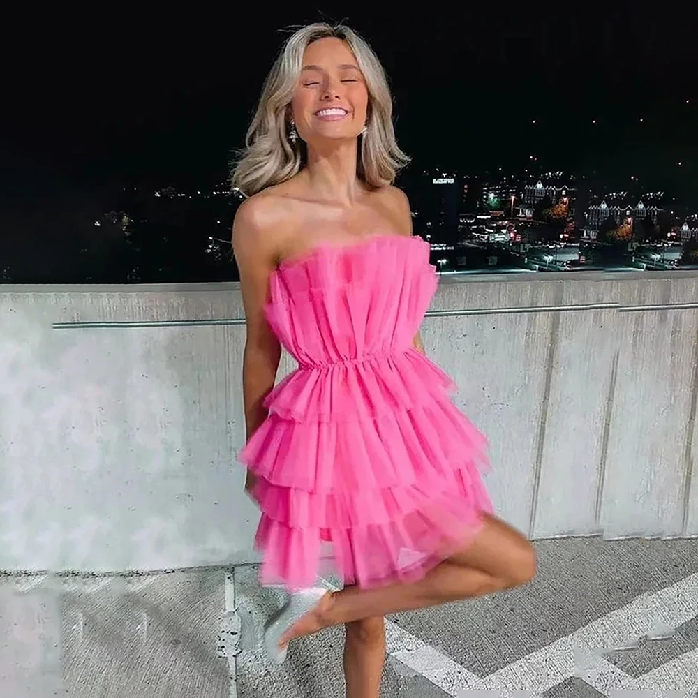

RFYR Mini Prom Dress Multilayers Party Gown Short Homecoming Dress with Ruffles Princess Party Dress for Women Customized