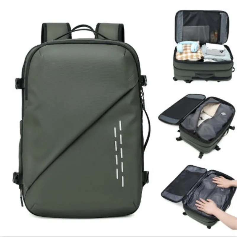 Vacuum Compression Travel Backpack for Men, Large Capacity Expandable Laptop Bag, Business Casual Daypack for Business Trip