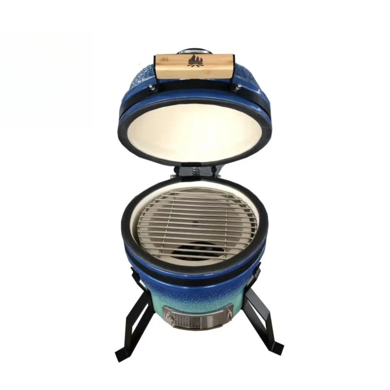 13inch  Water Blue Stone Pattern High Quality Kamado Table Grill with Hinge