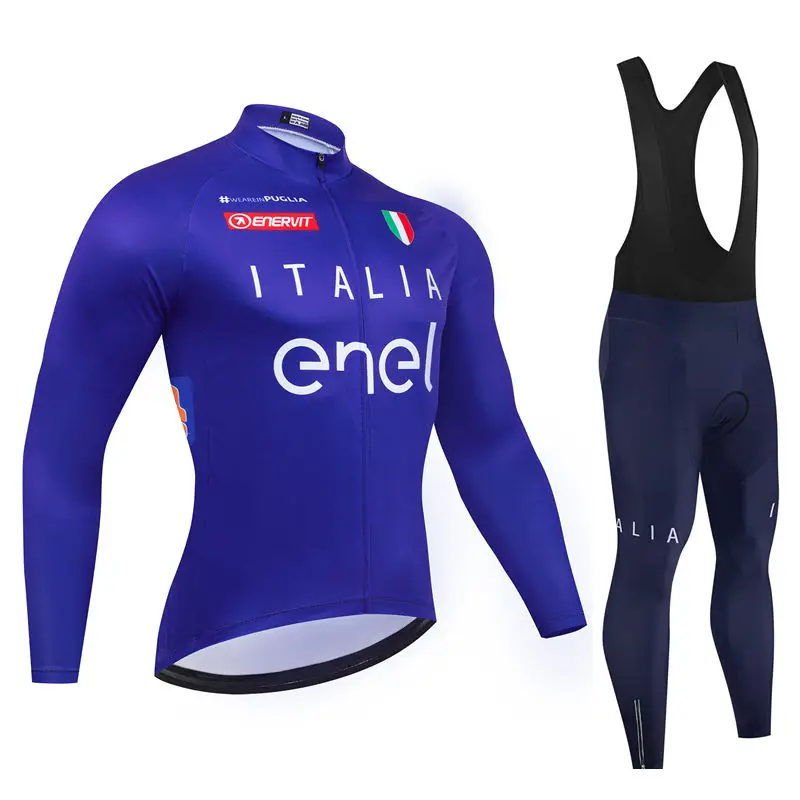 Italia New Pro Team Breathable Long Sleeve Men Cycling Jersey Set MTB Bike Clothing Autumn Bicycle Clothes Maillot Ropa Ciclismo