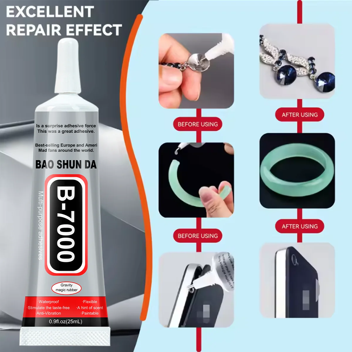 لاصقة شفافة B7000 لإصلاح الشاشات المتنقلة ، لاصقة سوداء مقاومة للماء T7000 للمجوهرات اليدوية ، لاصقة فائقة القوة B7000 #3