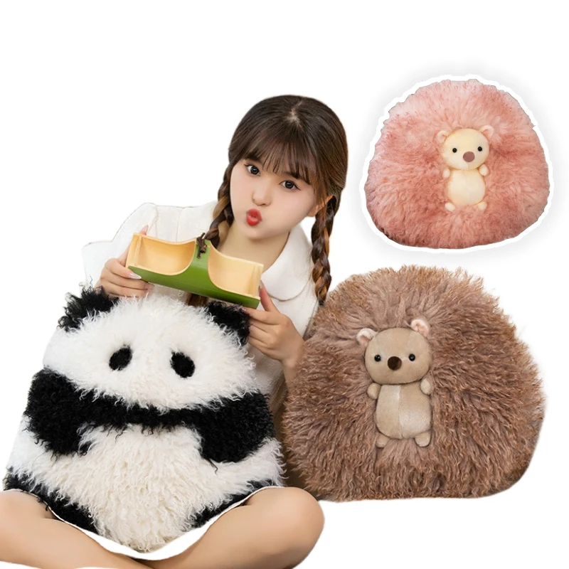 

Soft Hedgehog Fat Round Panda Plush Toys Cute Long Hair Peluche Dolls Stuffed Animal Pillow Nice Christmas Gift Baby Girl Heart