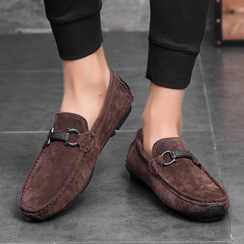 Suede Leather Penny Loafers Men Shoes Luxury Designer Slip-On Man Moccasins Boat Male Footwear Men Casual Shoes Men\'s Flats