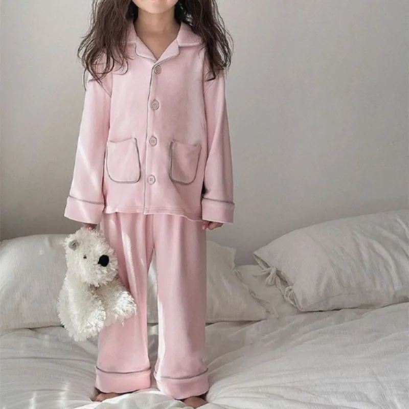 Kids' Thermal Insulated Sleepwear Set Winter Warmth Durable Fleece Lined Pajamas for Toddler Girls Cozy Outdoor Wear