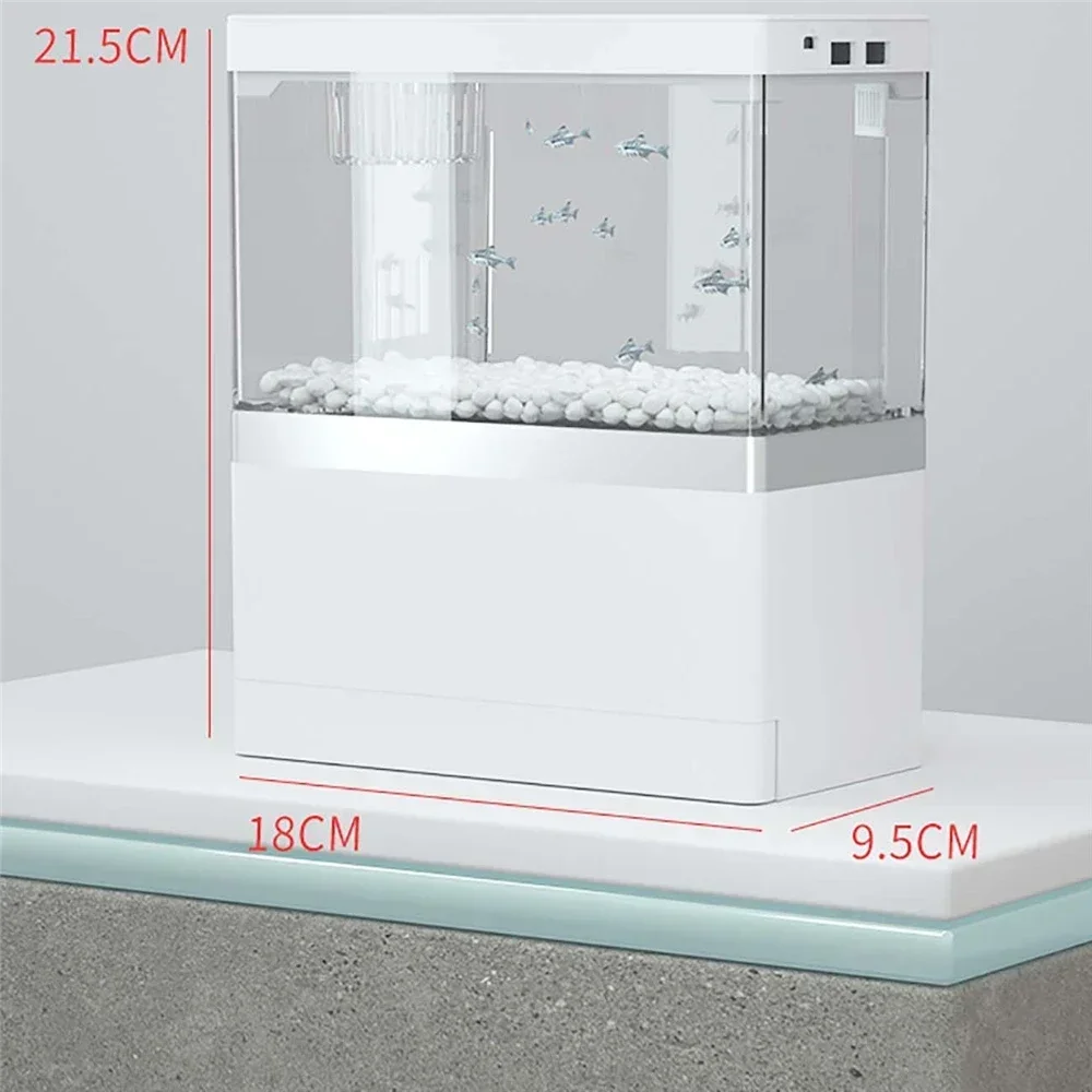 Mini Desktop Fish Tank With Filter System LED Lighting Aquarium for Charging and Carrying Mobile Phone Holder