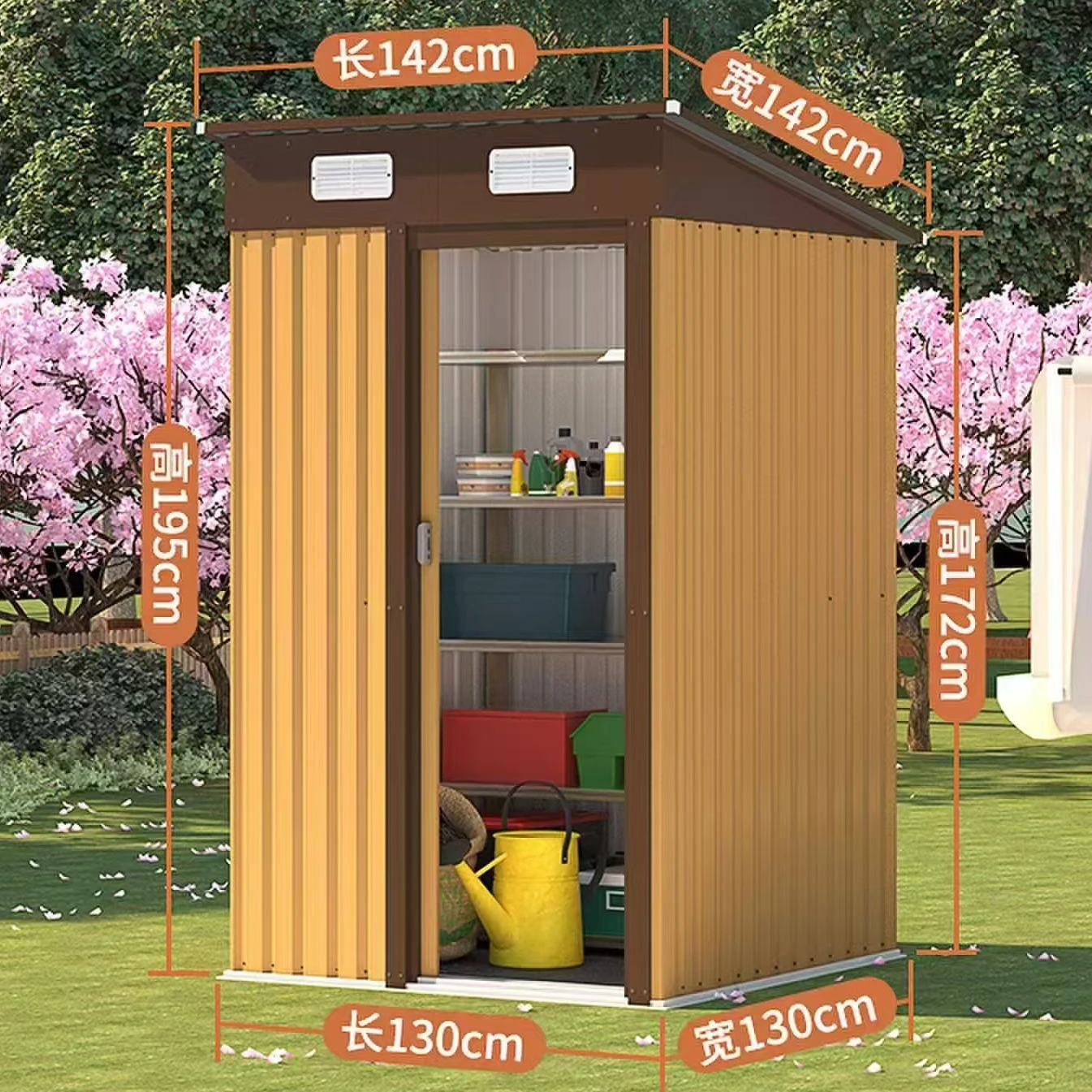 

Outdoor Storage Shed Waterproof Garden Tool Room Mobile Simple Room Backyard Utility Room
