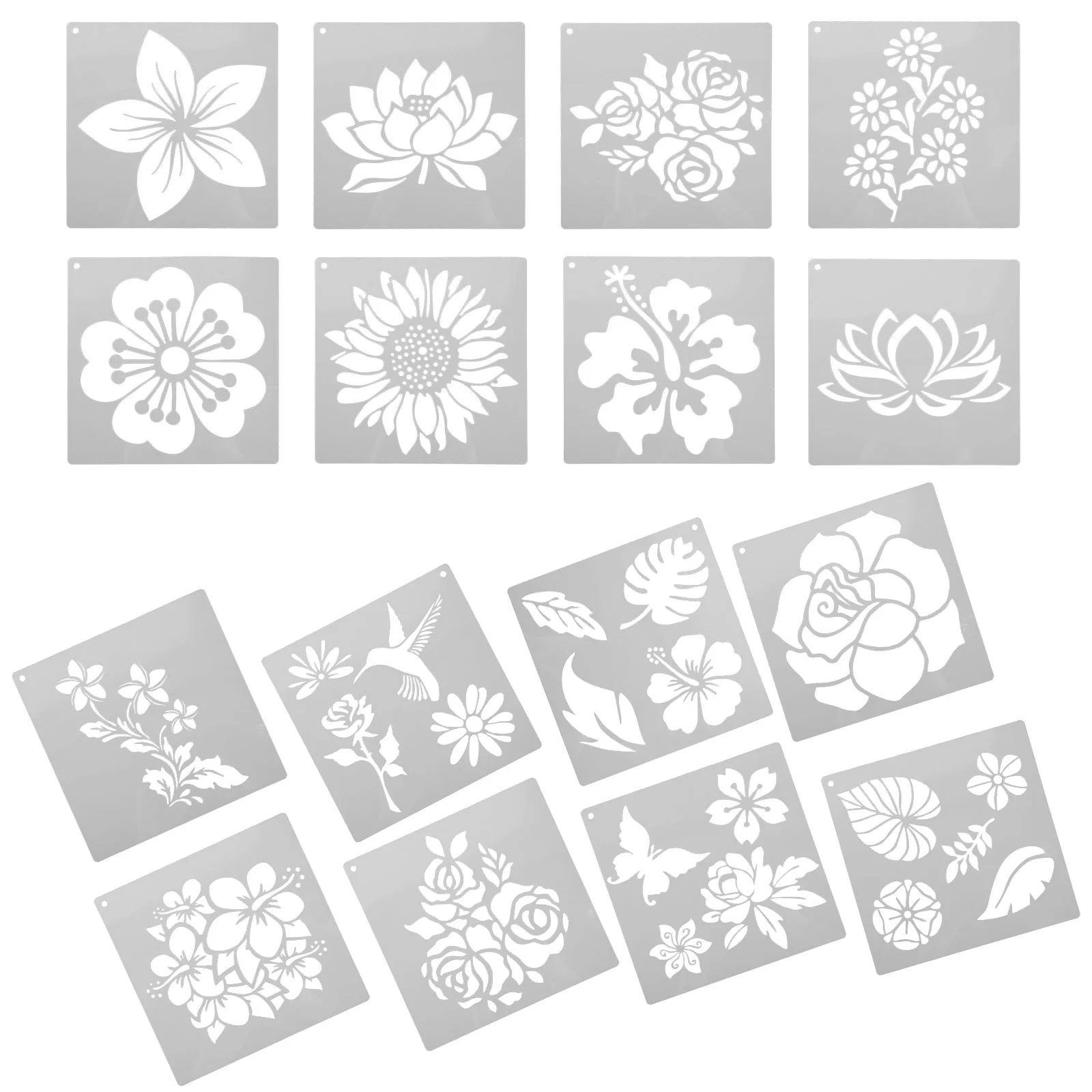 16 Pcs Kids Stencils Flower Drawing Template for Painting on Walls Hollow Out Plants