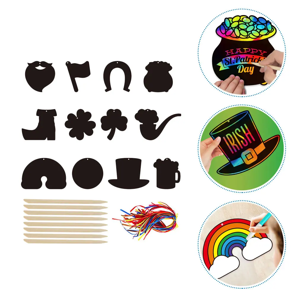 

2 Sets Party Supplies Scratch Drawing Paper Child Children Wood Kids Playthings
