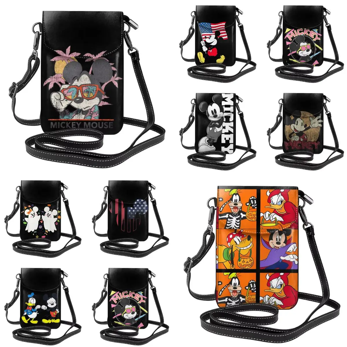 Mickey And Friends Mickey Mouse Tropical Portrait Shoulder Bag Female Fashion Women Bags Reusable Leather Outdoor Purse