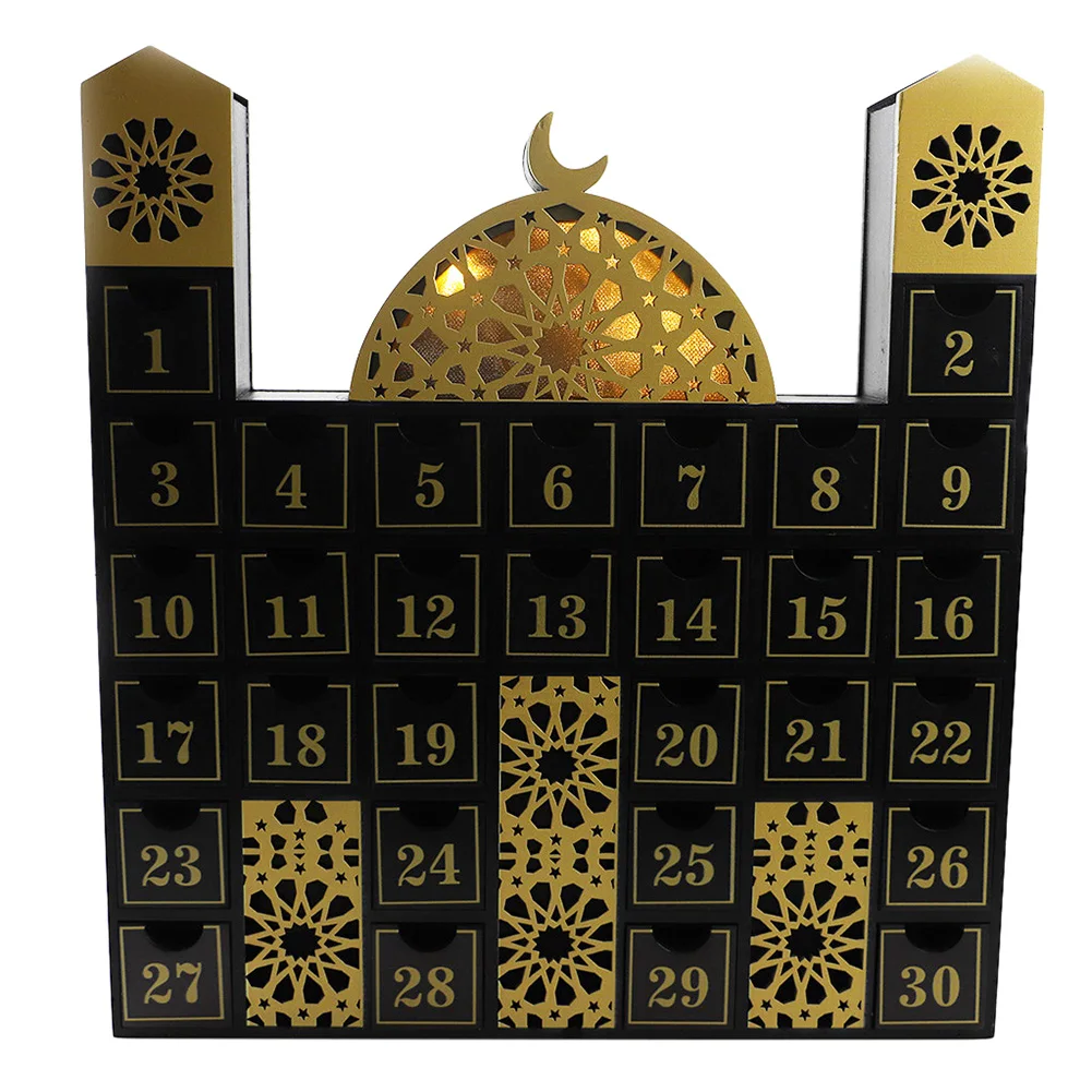 Ramadan Wooden Countdown Calendar Advent Calendar Wooden Drawer Ramadan Ornament Decoration for Home Party