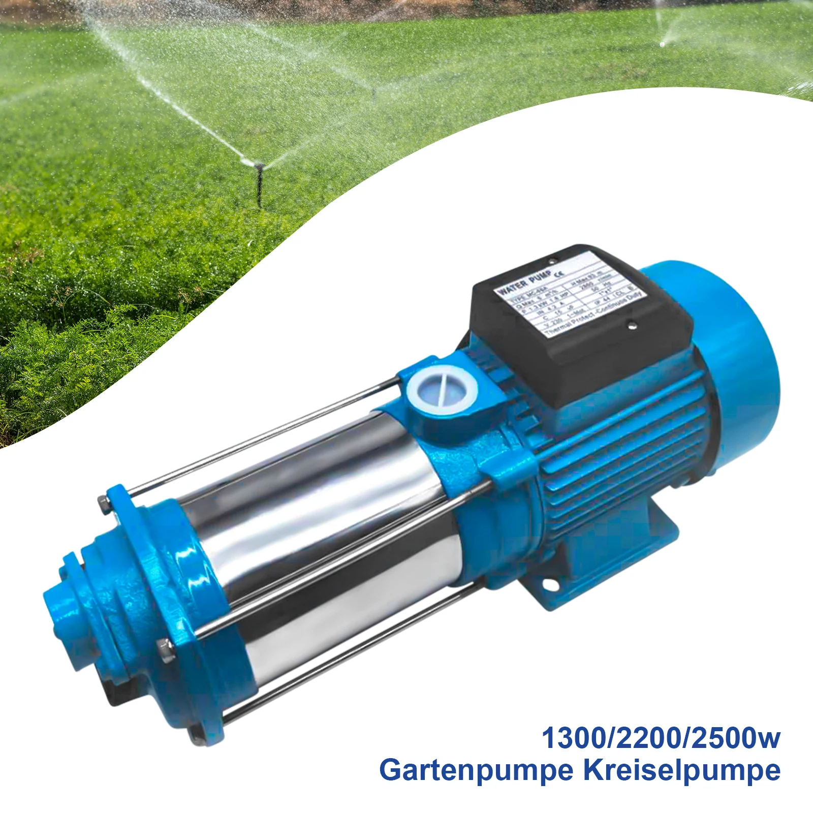 Centrifugal pump with stainless steel housing and stainless steel shaft, 20 x 12 x 8 inches (1300 W)