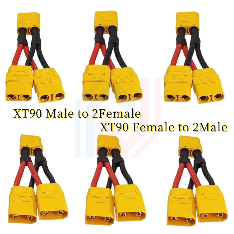 XT90 Parallel Battery Connector Male/Female Cable Dual Extension Y Splitter 3-Way Battery Charger Motor Aircraft Drones