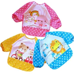 Baby Chid Bibs New Cute Stuff Toddler Oil Resistant Waterproof Long Sleeve Art Smock Feeding Apron for Boys Girls