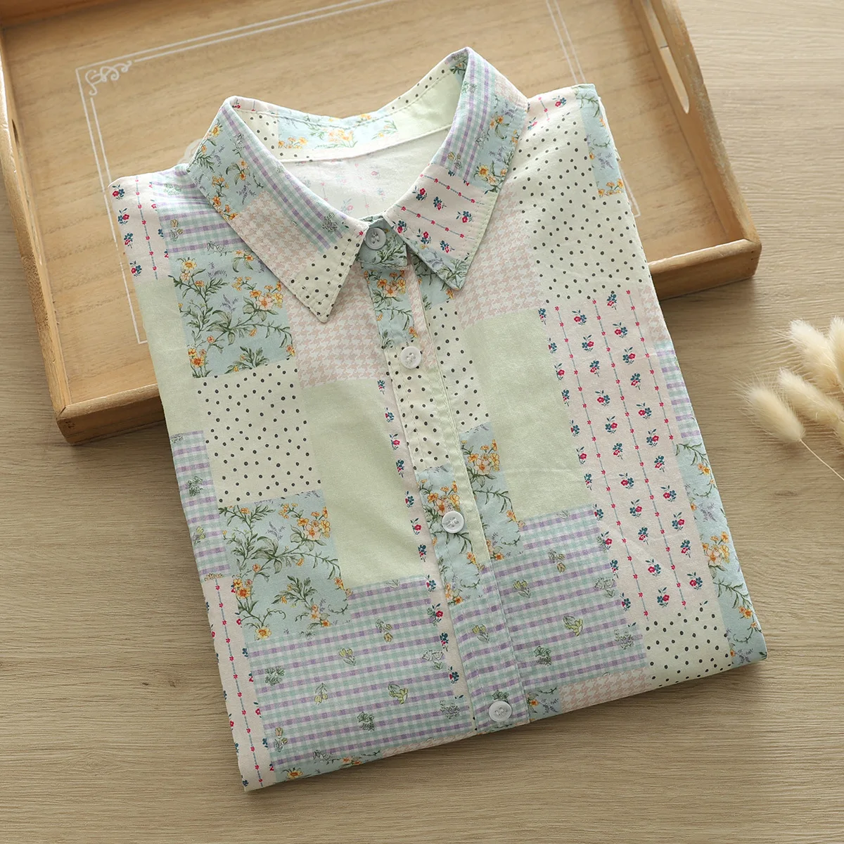 2025 Mori Kei 100% Cotton Shirts Women Autumn Spring Japan Style Cartoon Fairy Tale Printed Shirts and Blouses Ladies Clothes