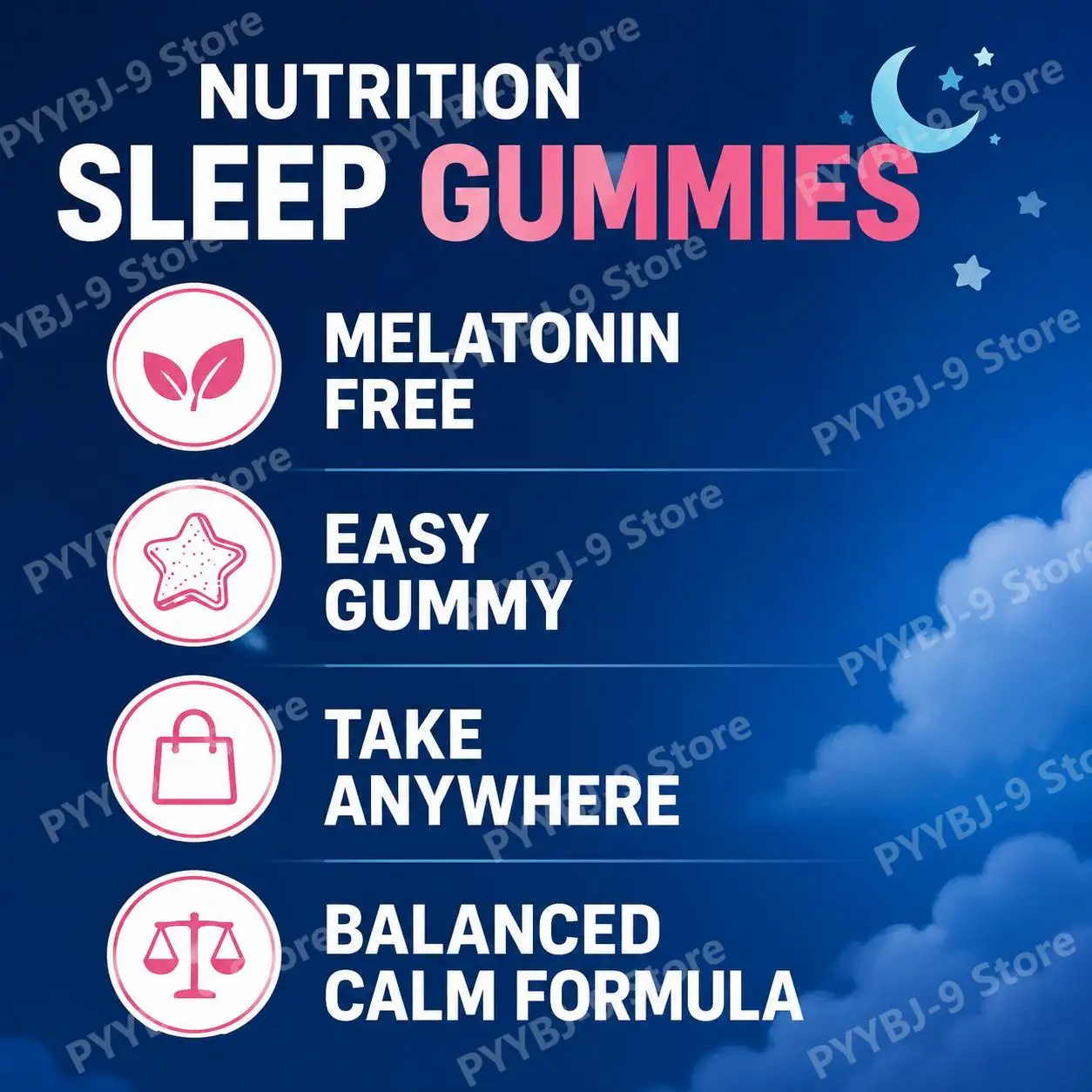 Docteat Valerian Root Extract Sleep Gummies with Magnesium & L-Theanine, Melatonin Free, Supports Relaxation Balance, 60 Gummies