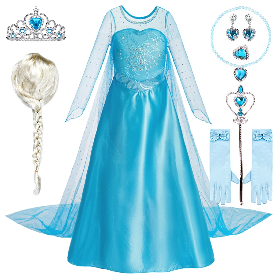 

Kids Princess Clothing Children Snow Queen Cosplay Tulle Dress Clothes Little Girls Elsa Christmas Vestidos Party Fancy Costume