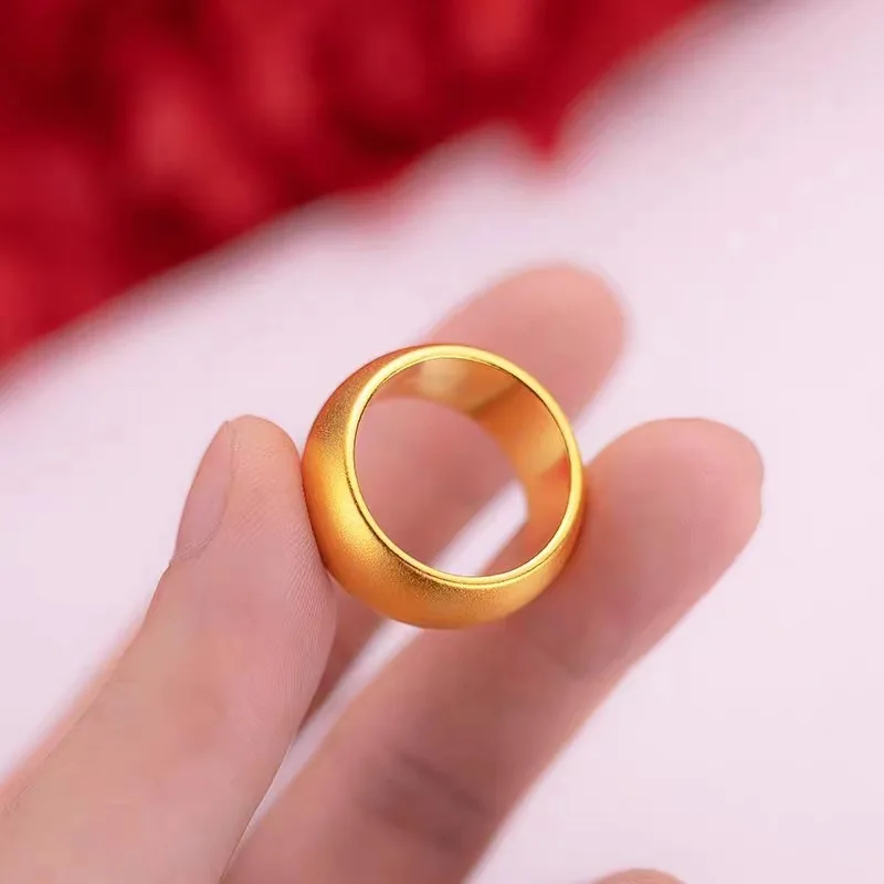 High Quality Gold Ring AU999 Round and Flawless Ring Gold Shop Same Ring 24k Real Gold Mimitation Gold Couple Ring
