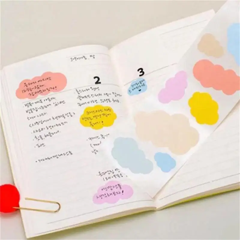 1Roll Self Adhesive Memo Pad Sticky Notes Bookmark clouds Diy Scrapbooking Tape Hand Made Decor (Color, Position, Size Random)