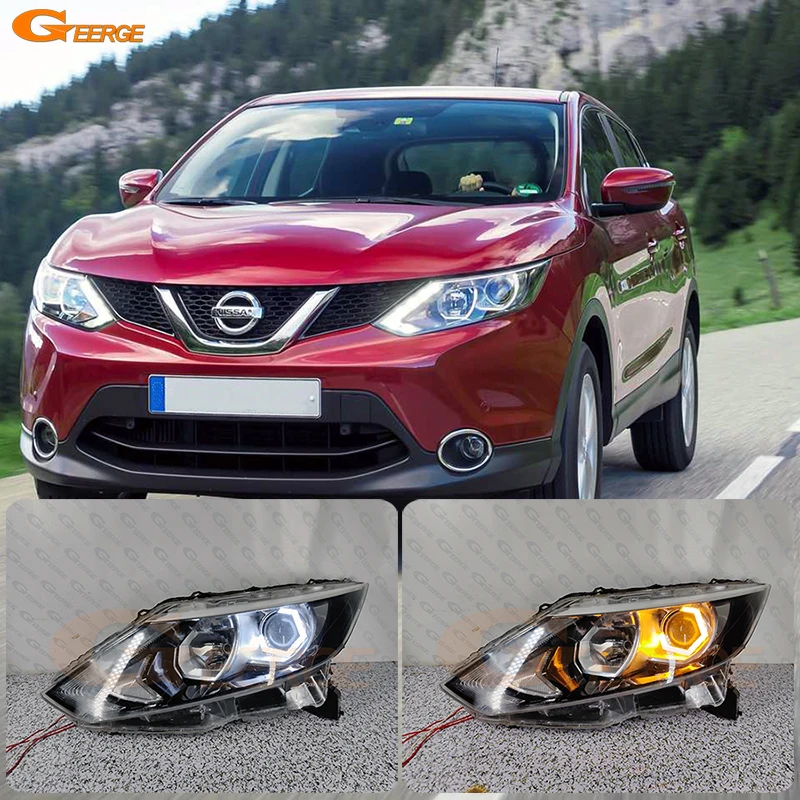 For Nissan Qashqai Dualis J10 J11 2010 - 2015 2016 Ultra Bright Day Light Turn Signal Cotton Hex LED Angel Eyes Kit Halo Rings