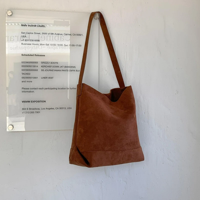 

Винтажные замшевые текстурированные повседневные сумки на плечо для женщин, модная сумка-ведро большой вместимости, сумки через плечо для покупок, сумки для хранения