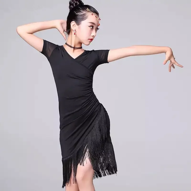 Children Latin dance dress 2021 New swing dance dress fringe tango salsa ballroom kids dresses for girls costume competition