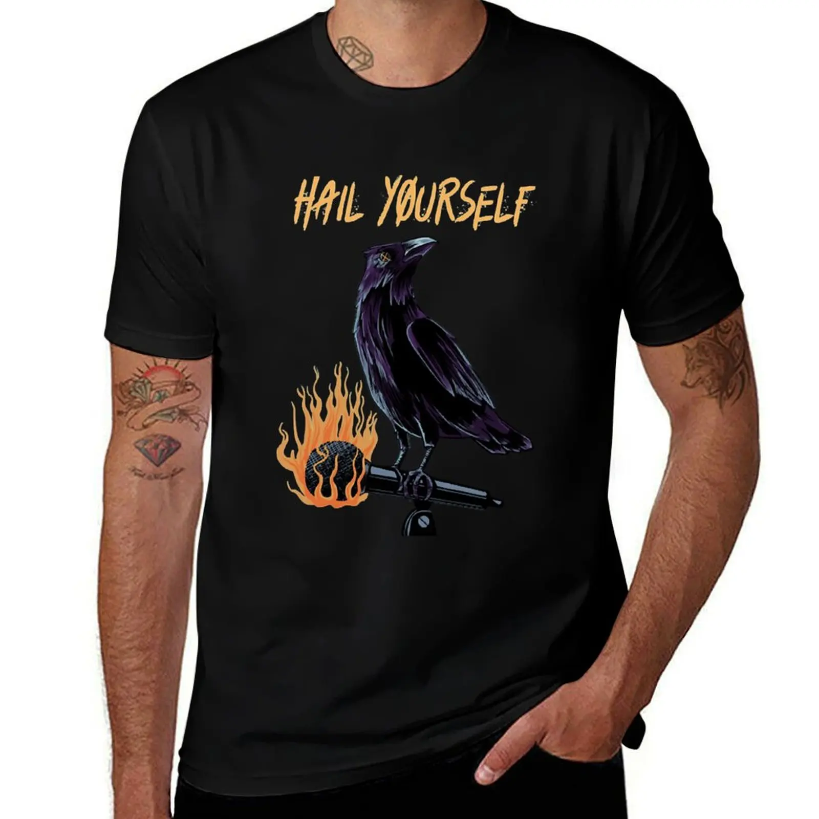 Hail Yourself Last Podcast on the Left Microphone Crow T-Shirt Dry Fit Athletic Short Sleeve Shirt