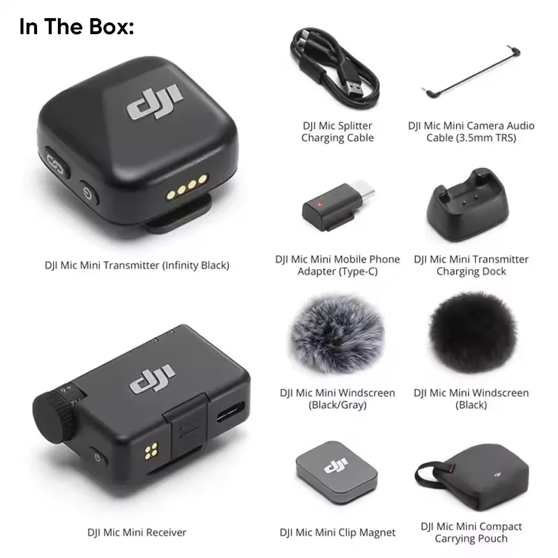 Originele DJI Mic Mini Draadloze Microfoon 48 uur Batterijduur Twee niveaus van ruisonderdrukking Ultralichte Vlogging Microfoon