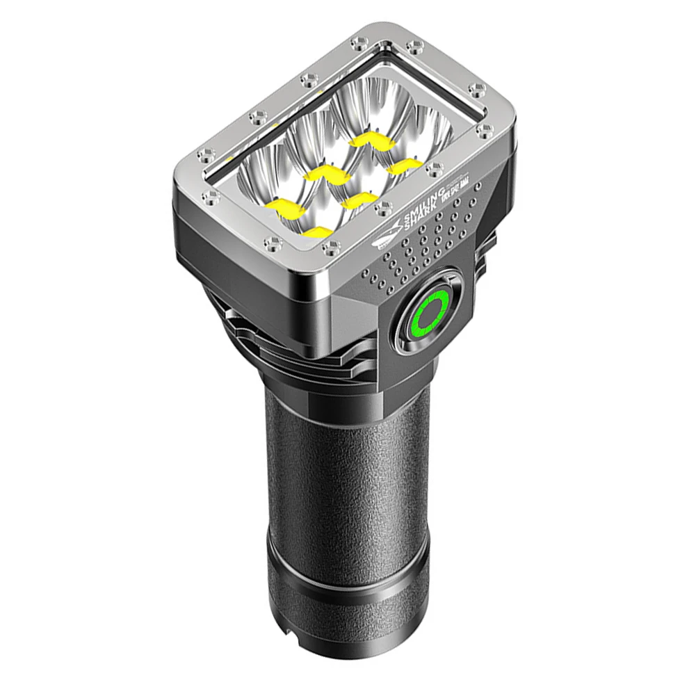 6 LEDs Torch Light Portable Rechargeable Flashlight USB Charging High Brightness Power Display for Outdoor Working Adventure