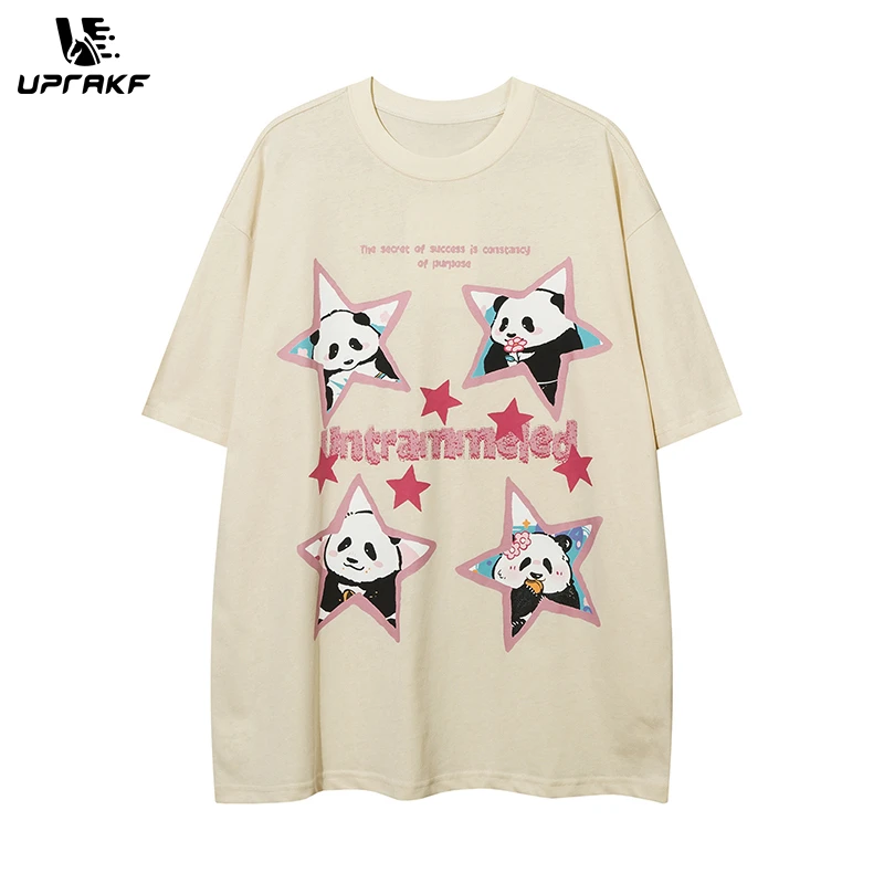 UPRAKF T Shirts Animal Pattern Cotton Fashion Streetwear Tee Casual Oversize Crew Neck Summer High Quality Simple Short Sleeve