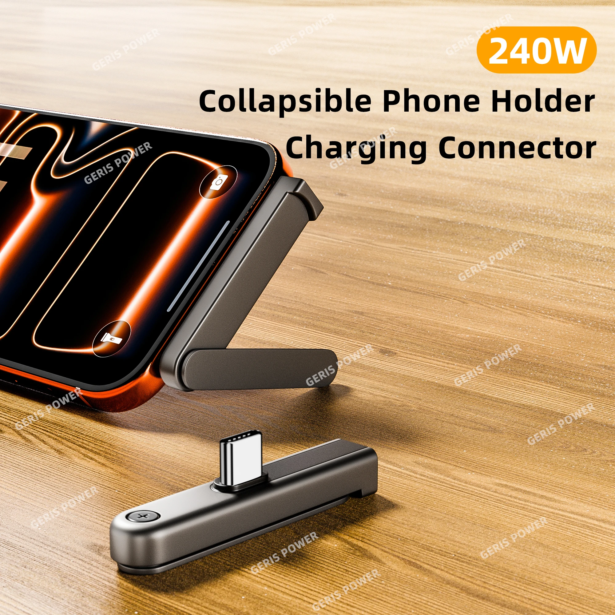 Portable C​ellphone Foldable Stand Holder 240W USB C to Type C Adapter Connector Charger Converter for iPhone 15 16 17 Samsung