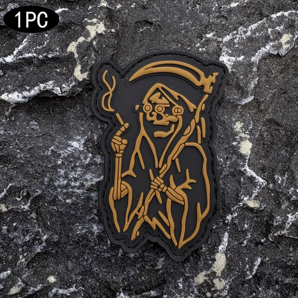 Hand-Painted Style Figure with a Sickle, Pvc Armband, 3D Embossed Decorative Patch, Various Fabric Bags, Personalized Accessories, Glow-In-The-Dark, Includes Fleece Backing