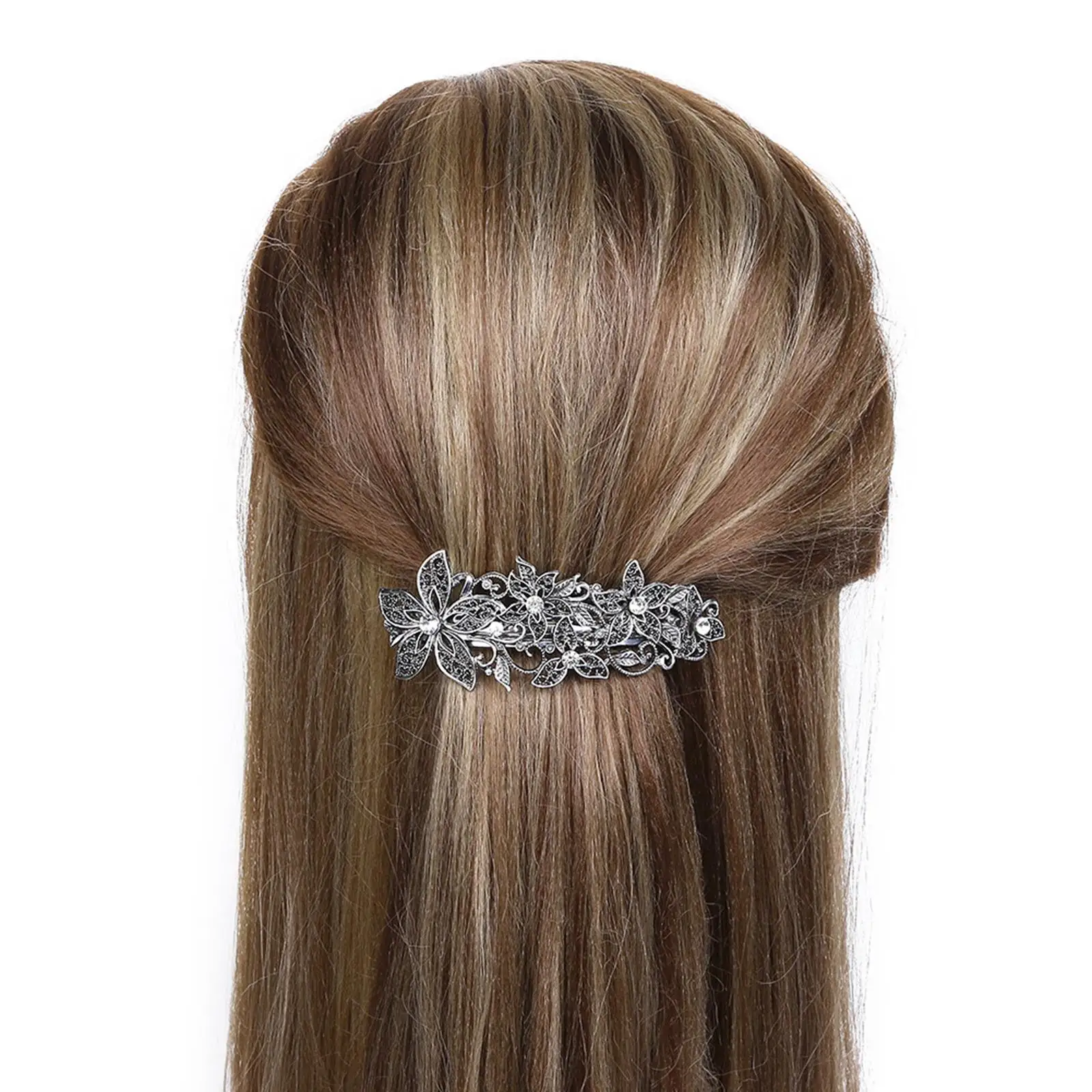 Silver Hair Clip, Chic Slides Headwear Portable Hair Barrette for Ladies Women