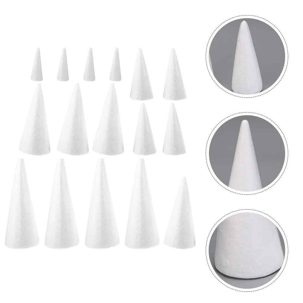 

20Pcs Solid Cone Decorations DIY Foams Ornaments for Wedding Festival Scene Layout Decors Foam Cone Christmas Tree