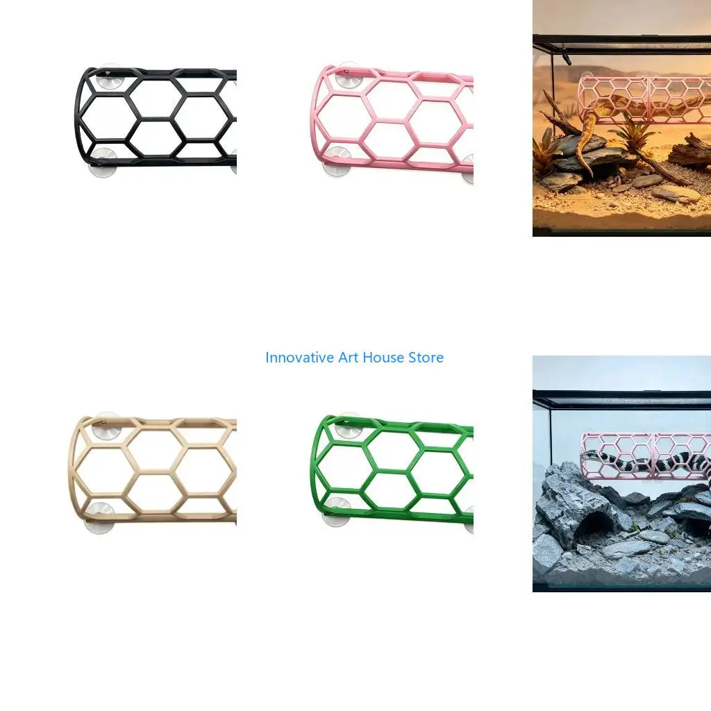 E1PC Climbing Shelf Smooth Home Wall Shelf for Small Lizards, Suction Mount Open Tunnel Rest Space for Glass Habitat Setups