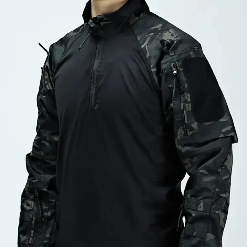 

Men's Tactical Suit Workwear Frog Suit Outdoor Breathable T-shirt Multi Pocket Sports Hiking Fishing Cycling Top Camiseta Caza