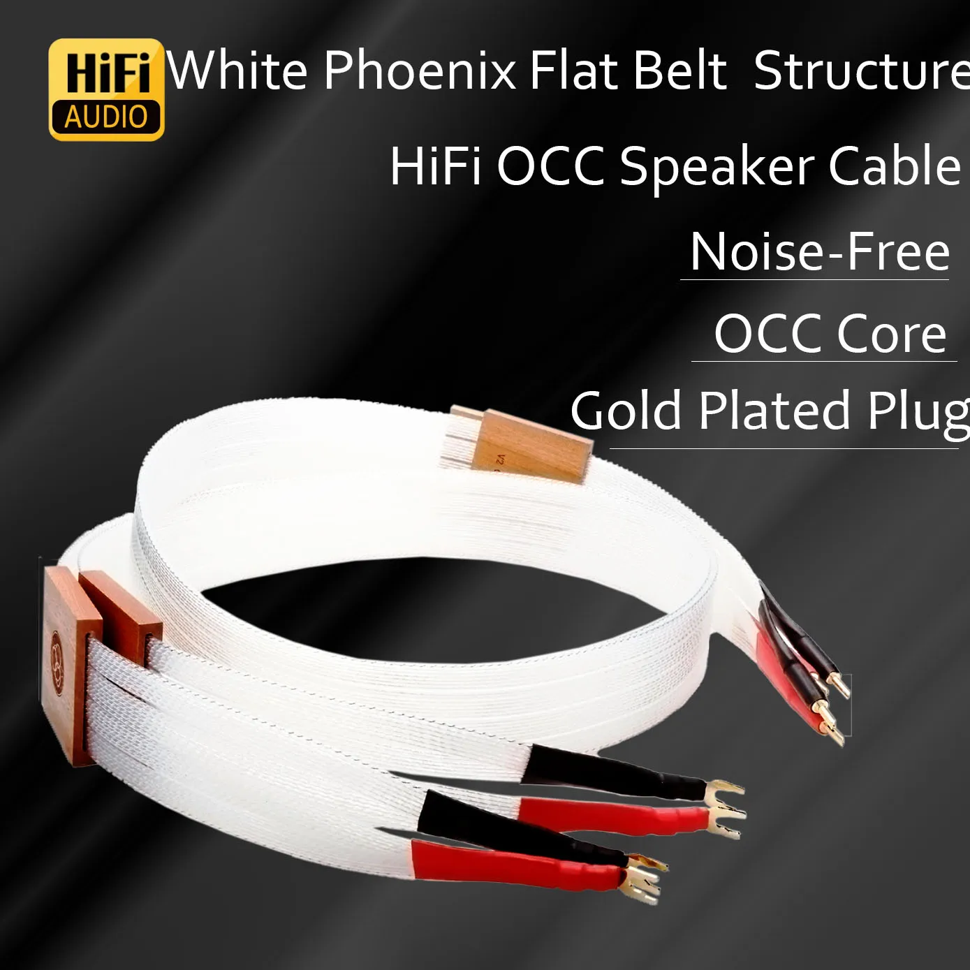 

Hifi Flat Speaker cable high quality 6N 0CC Core with Gold-plated Banana Y Plugs Cable for Speaker Amplifier