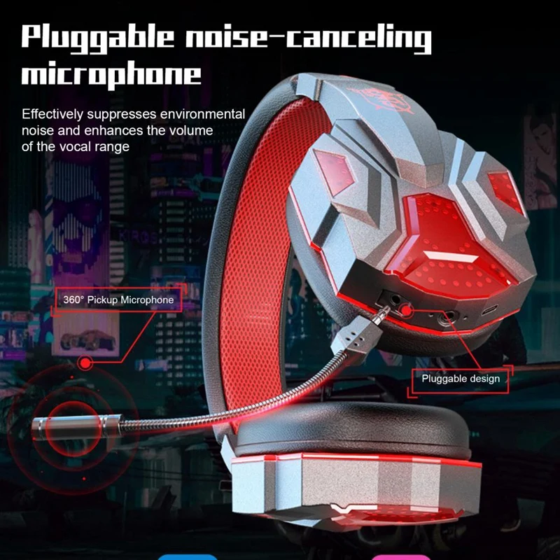 Игровая гарнитура с объемным звуком, игровые наушники RGB с микрофоном для PS4, компьютерный переключатель, геймер, черный, красный, 1 шт.