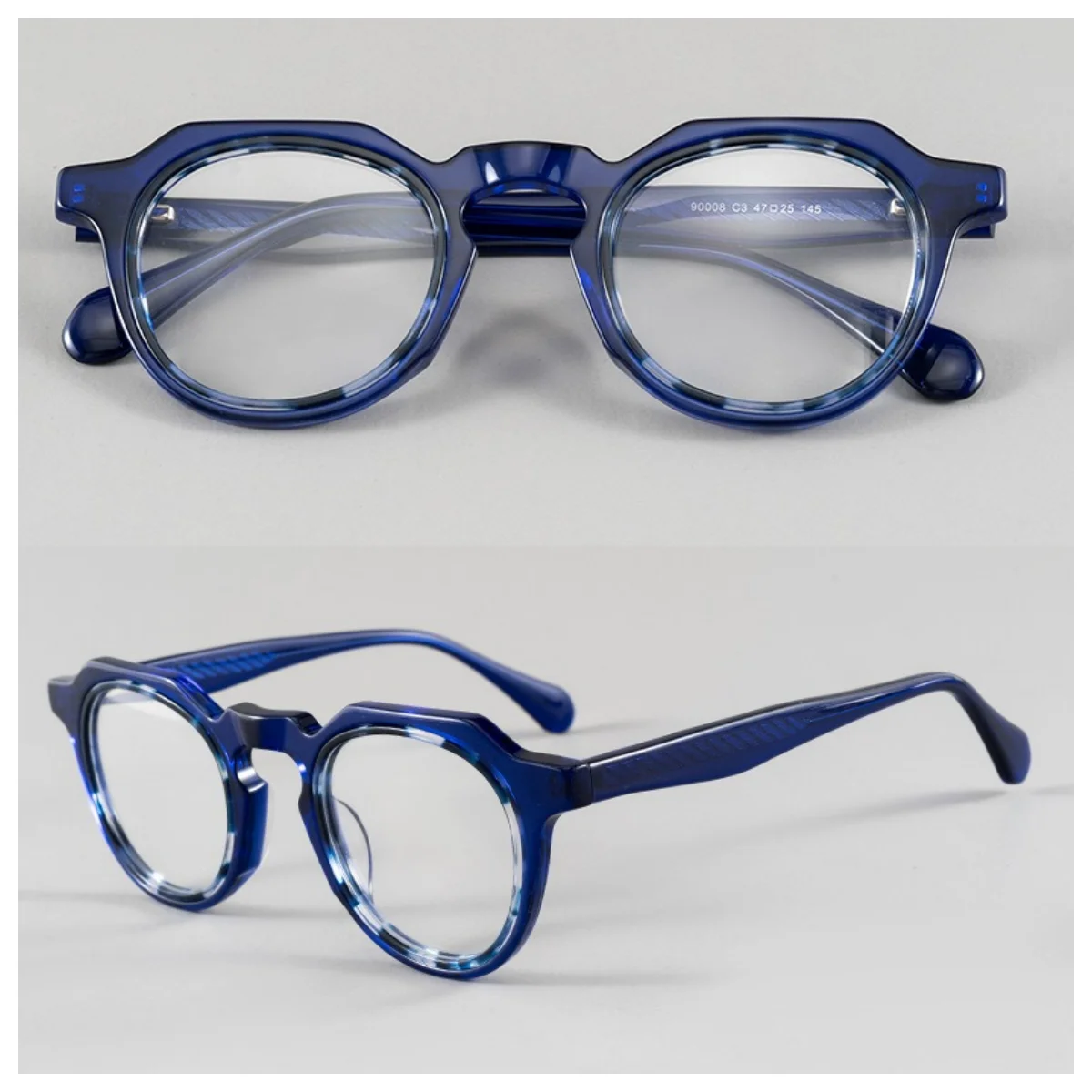 

High Quality Acetate Glasses Frame Vintage Round Men Optical Prescription Eyeglasses Frame Women Myopia Eyewear 0 -50 -75 to -6