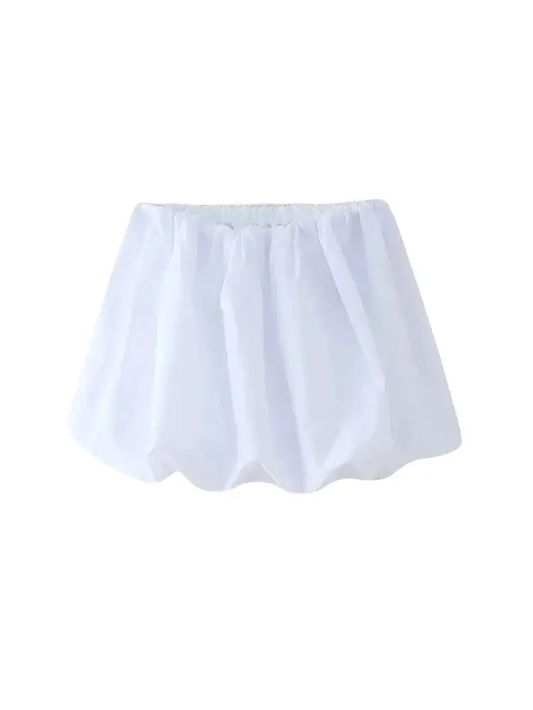 TRZA-Women's Balloon Mini Skirt, Mid Elastic Waist, Voluminous Hem, Female Skirts, Fashion