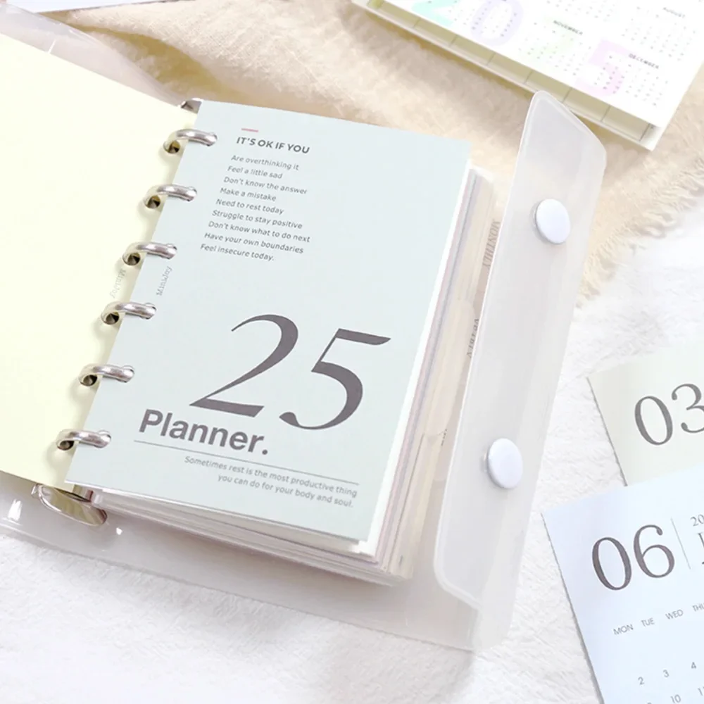 Fromthenon 6 Holes A5 A6 A7 M5 Loose-leaf Notebook Plannar Journal 2025 Calendar Card Accessories Office Stationery Supplies