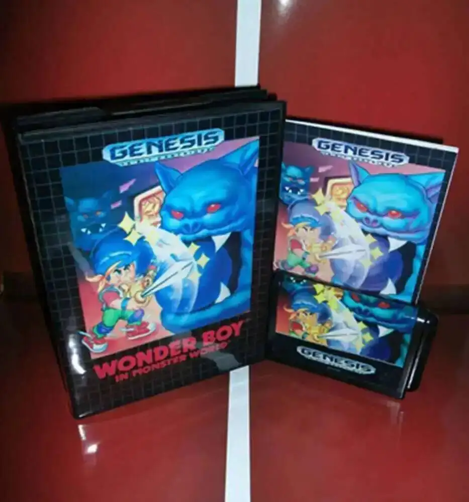 Wonderboy In Monster World مع صندوق وخرطوشة يدوية لبطاقة ألعاب Sega MD 16 بت نظام Megadrive Genesis