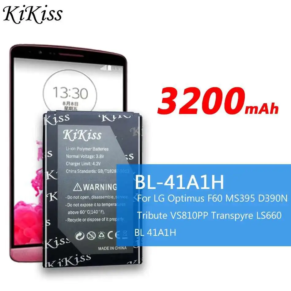 

Аккумулятор мобильного телефона BL-41A1H 3200 мАч для LG Optimus F60 MS395 D390N Tribute VS810PP Transpyre LS660 BL 41A1H BL-41A1HB