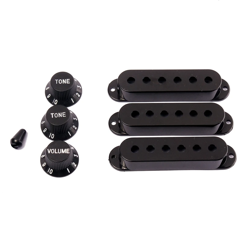 3Pcs Guitar Pickup Cover Volume Tone Knobs Switch Tip Parts Set,Black-A14I