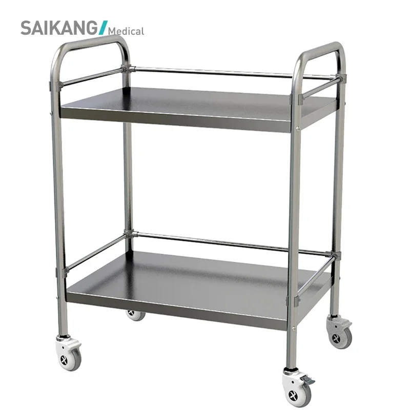 

SKH006C Simple Hospital Service Cart Stainless Steel Medical Instrument Trolley