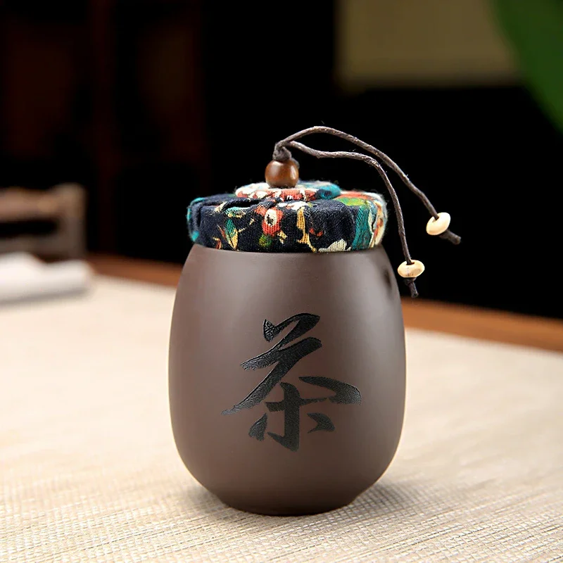 Tarro de té de arcilla púrpura, lata pequeña de cerámica, caja de té Pu Erh, Mini lata sellada de almacenamiento de viaje portátil para uso doméstico, artículos para té, cartuchos de té